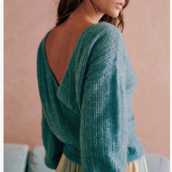 Sezane Sweaters - Sezane Cristina Jumper Blue Bleu Paon Sweater French Wool Mohair V Neck